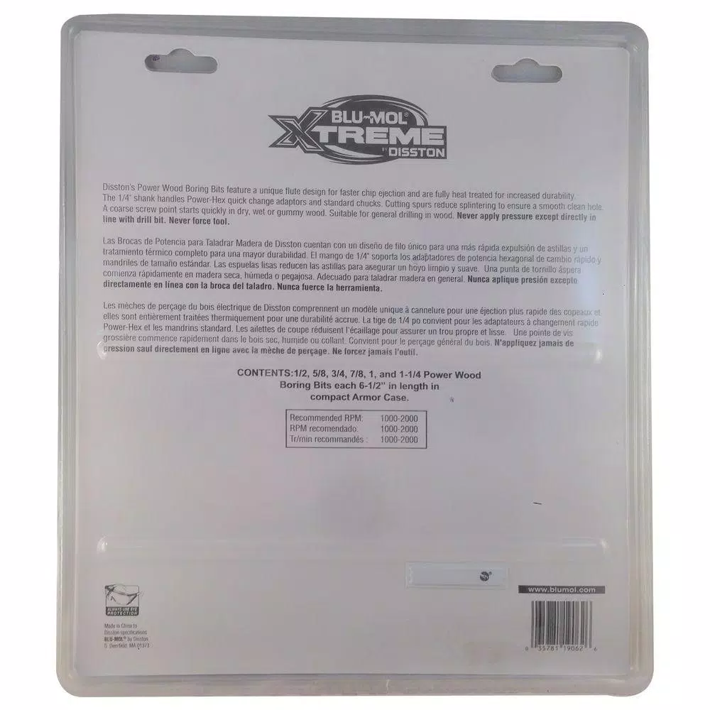 Drill Bits BLU-MOL Xtreme Power Wood Boring Bit Set (6-Piece) - Image 2