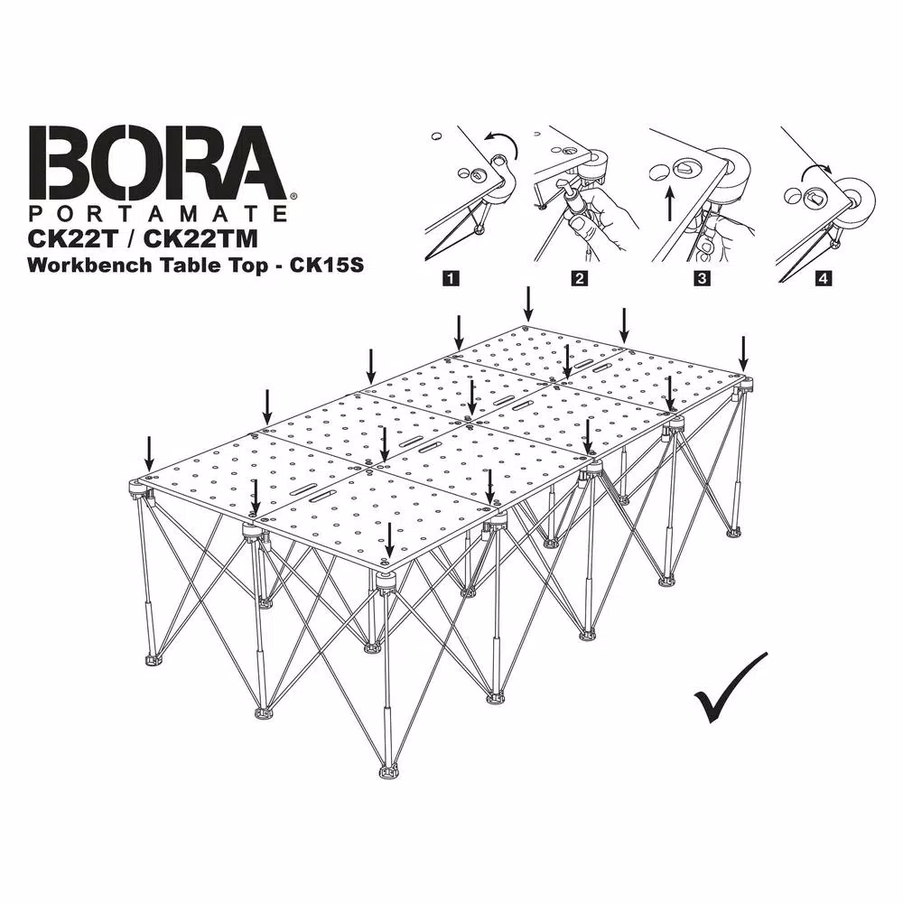Woodworking Tool Accessories BORA Centipede 24 In. X 48 In. Workbench Top For Sawhorse With 3/4 In. Dog Holes - Image 14