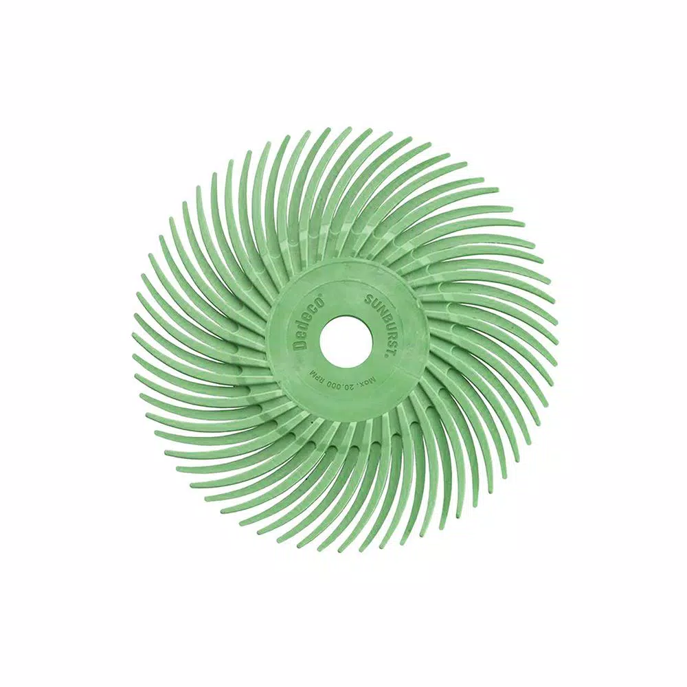 Abrasives Dedeco Sunburst 3 In. Radial Discs 3/8 In. 1 Mic Ultra-Fine Arbor Thermoplastic Cleaning And Polishing Tool (12-Pack)