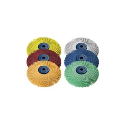 Abrasives Dedeco Sunburst 3 In. X 1/4 In. 3-Ply Radial Discs Assortment Arbor Thermoplastic Cleaning And Polishing Tool (6-Piece)