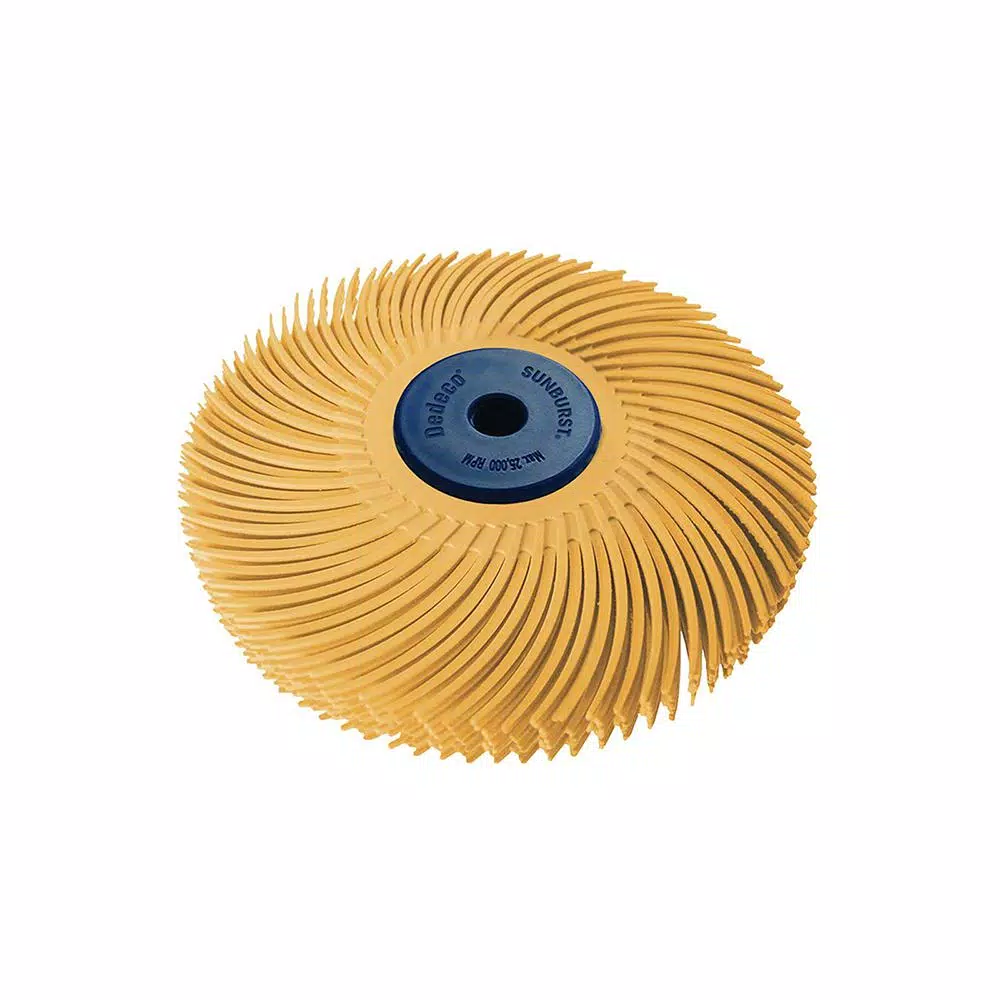 Abrasives Dedeco Sunburst 3 In. 6-Ply Radial Discs 1/4 In. 6 Mic X-Fine Arbor Thermoplastic Cleaning And Polishing Tool