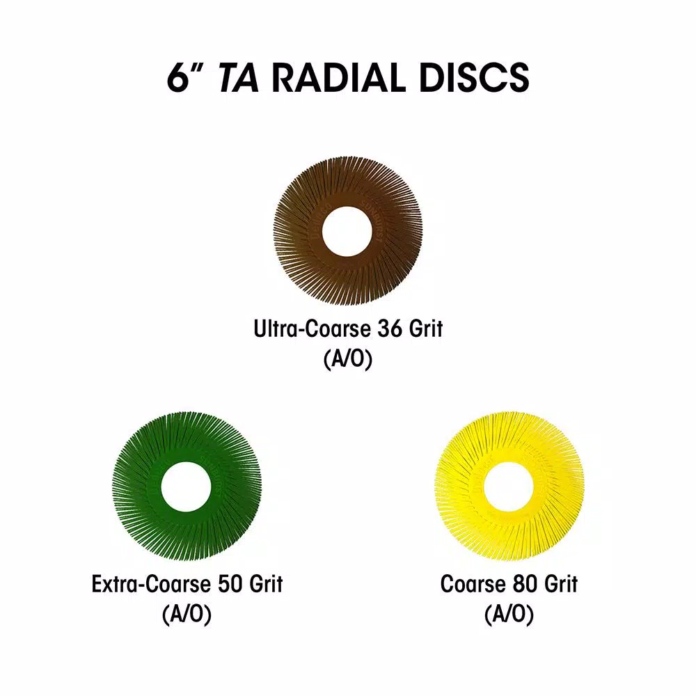 Abrasives Dedeco Sunburst – 6 In. TC Radial Discs – 1/2 In. Arbor – Thermoplastic Cleaning And Polishing Tool, Standard 220-Grit (1-Pack) - Image 3