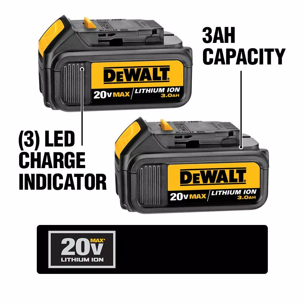 Power Tool Batteries DEWALT 20-Volt MAX Premium Lithium-Ion 3.0Ah Battery Pack (2-Pack) - Image 2