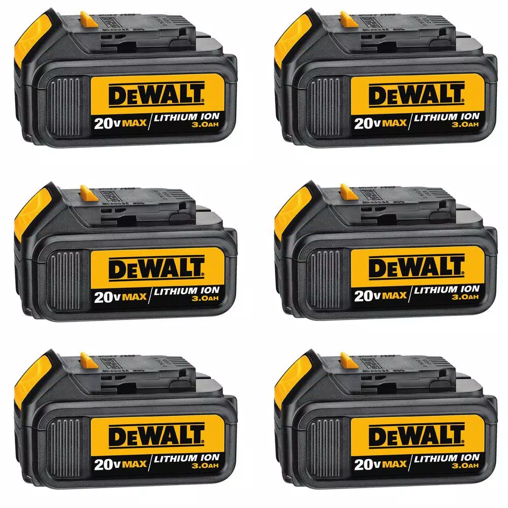Power Tool Batteries DEWALT 20-Volt MAX Premium Lithium-Ion 3.0Ah Battery Pack (6-Pack)
