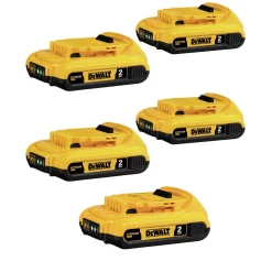 Power Tool Batteries DEWALT 20-Volt MAX Compact Lithium-Ion 2.0Ah Battery Pack (5-Pack)