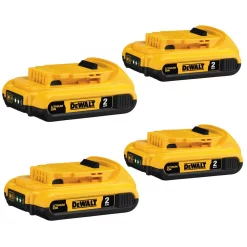 Power Tool Batteries DEWALT 20-Volt MAX Compact Lithium-Ion 2.0Ah Battery Pack (4-Pack)