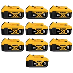 Power Tool Batteries DEWALT 20-Volt MAX XR Premium Lithium-Ion 5.0Ah Battery Pack (10-Pack)
