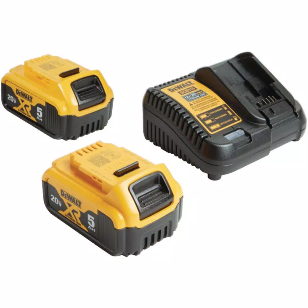 Power Tool Batteries DEWALT 20-Volt MAX XR Premium Lithium-Ion 5.0Ah Battery Pack (2-Pack), Charger & Kit Bag - Image 9