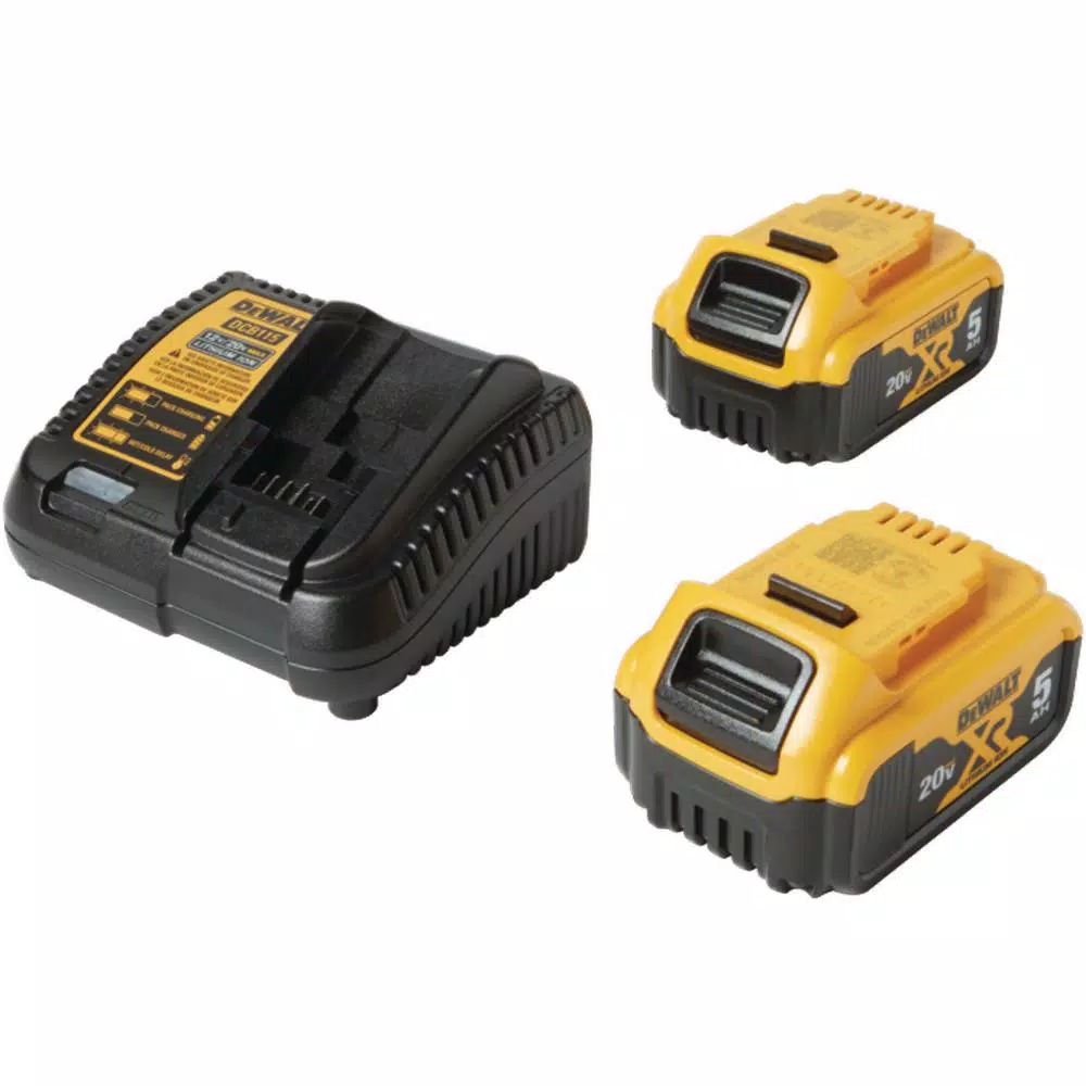 Power Tool Batteries DEWALT 20-Volt MAX XR Premium Lithium-Ion 5.0Ah Battery Pack (2-Pack), Charger & Kit Bag - Image 8