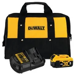Power Tool Batteries DEWALT 20-Volt MAX XR Premium Lithium-Ion 5.0Ah Battery Pack, Charger & Kit Bag