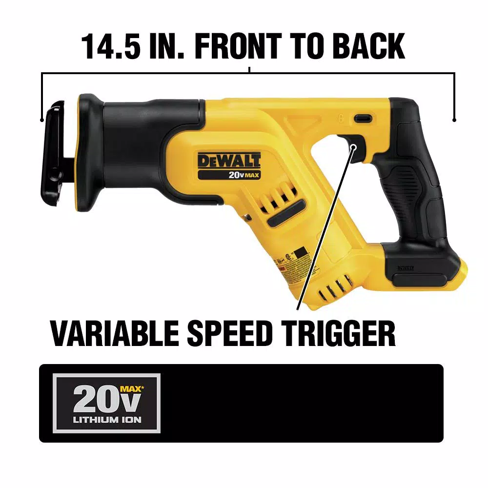 Power Tool Batteries DEWALT 20-Volt MAX Cordless Compact Reciprocating Saw With (2) 20-Volt Battery 5.0Ah & Brushless Drill - Image 2