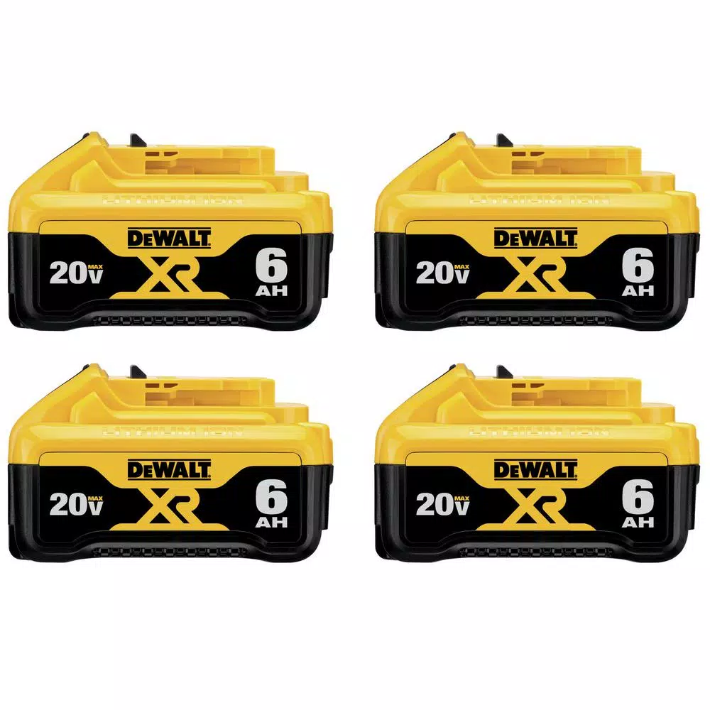 Power Tool Batteries DEWALT 20-Volt MAX XR Premium Lithium-Ion 6.0Ah Battery Pack (4-Pack)