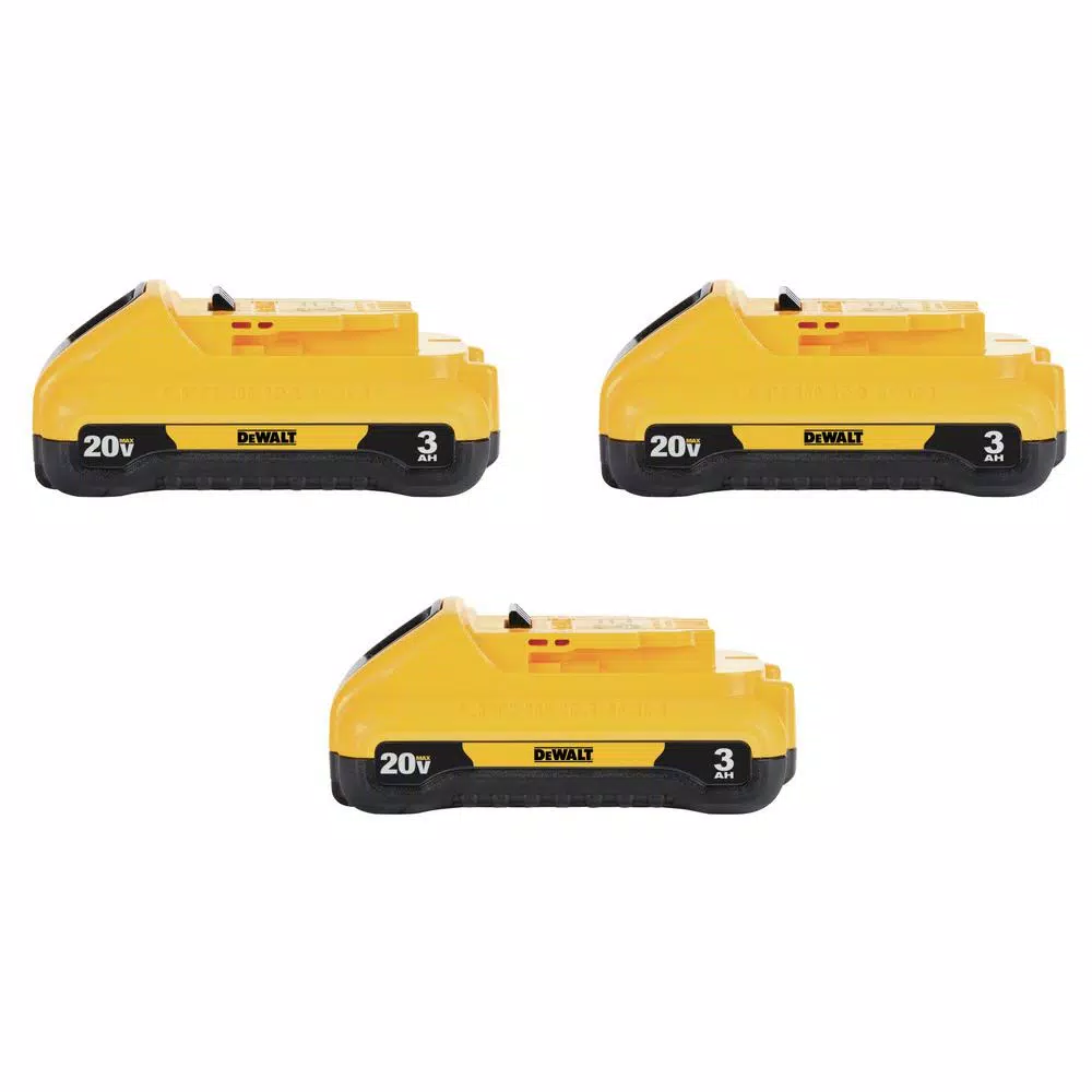 Power Tool Batteries DEWALT 20-Volt MAX Compact Lithium-Ion 3.0Ah Battery Pack (3-Pack)