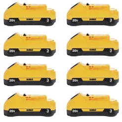 Power Tool Batteries DEWALT 20-Volt MAX Compact Lithium-Ion 3.0Ah Battery Pack (8-Pack)