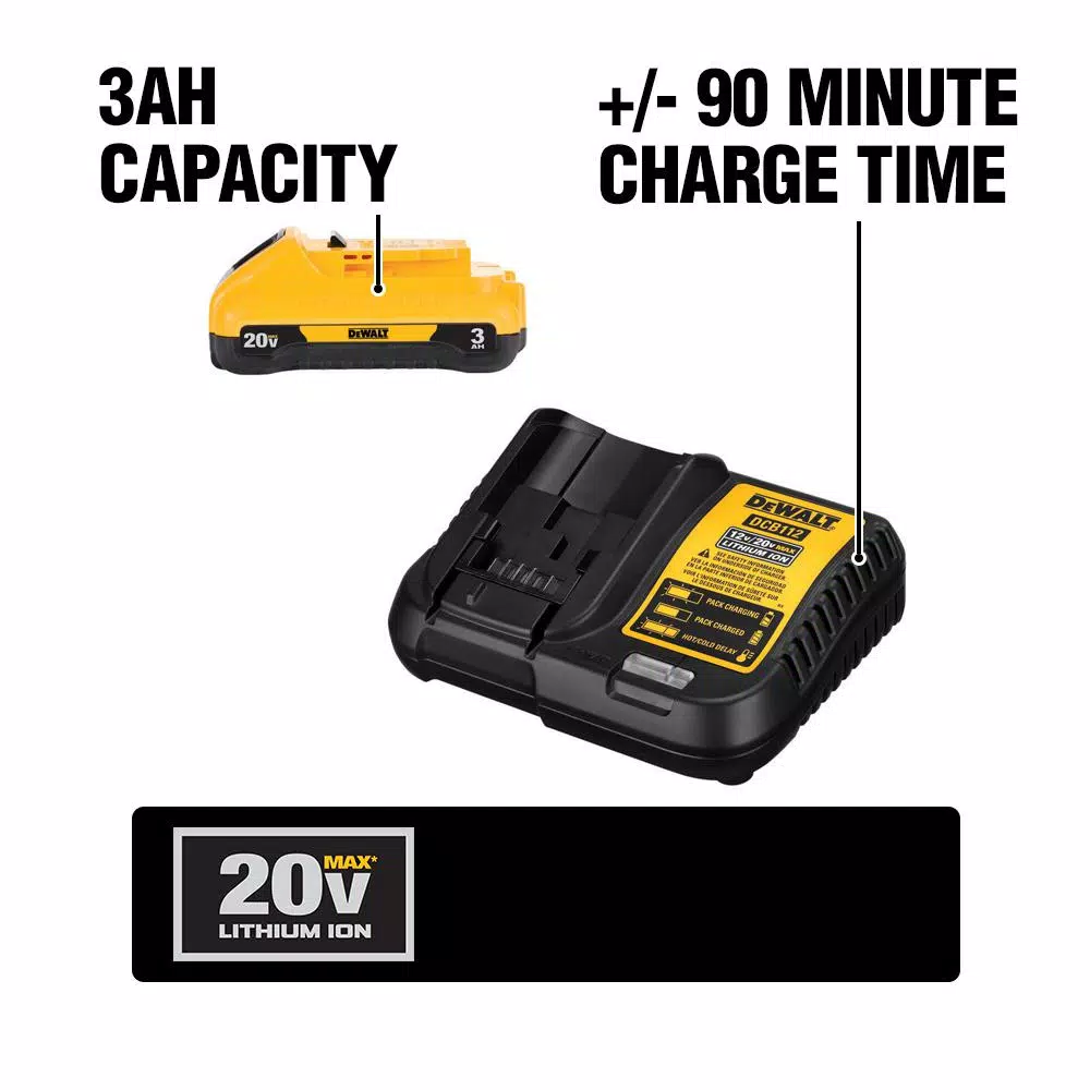 Power Tool Batteries DEWALT 20-Volt MAX Compact Lithium-Ion 3.0Ah Battery Pack With 12-Volt To 20-Volt MAX Charger - Image 3