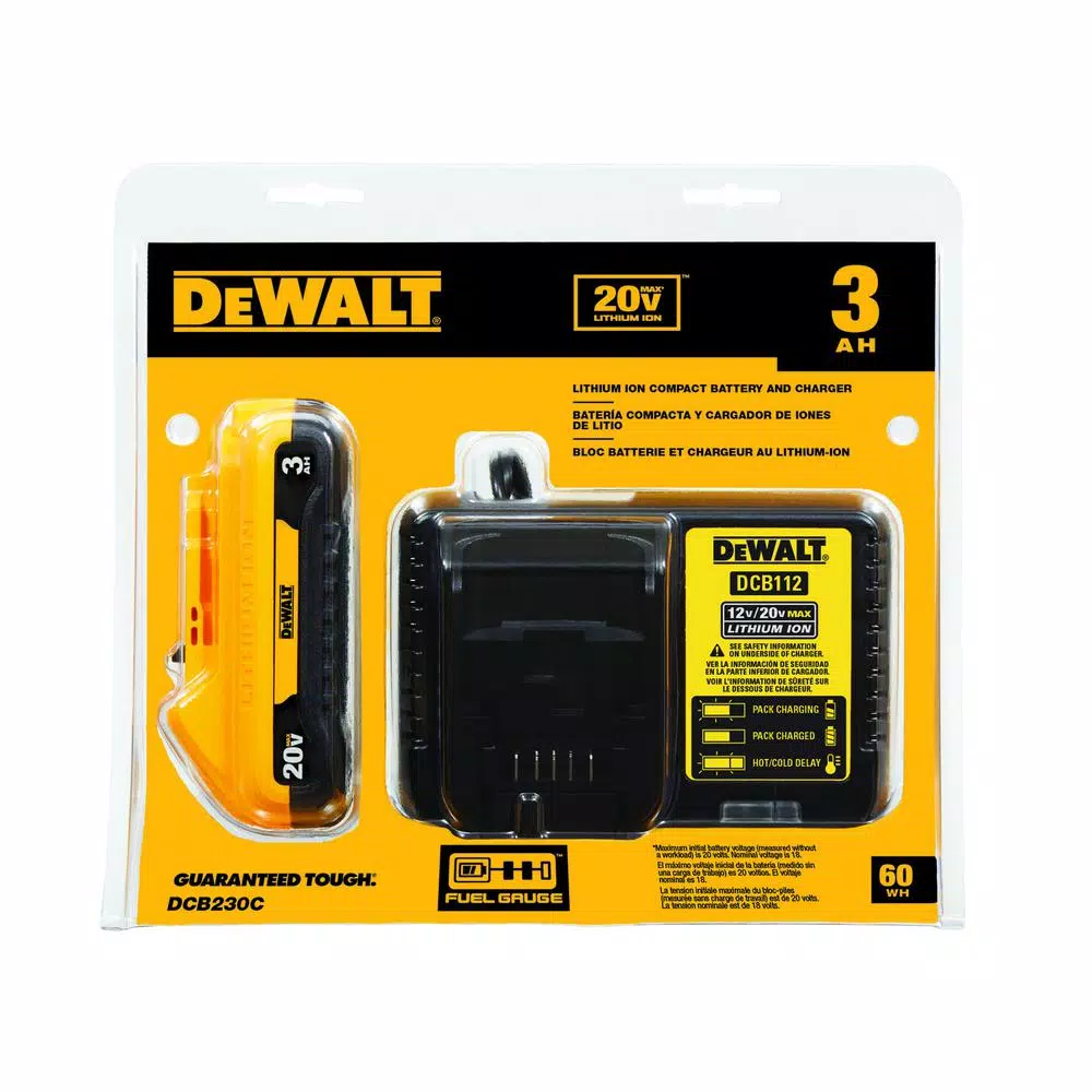Power Tool Batteries DEWALT 20-Volt MAX Compact Lithium-Ion 3.0Ah Battery Pack With 12-Volt To 20-Volt MAX Charger - Image 8
