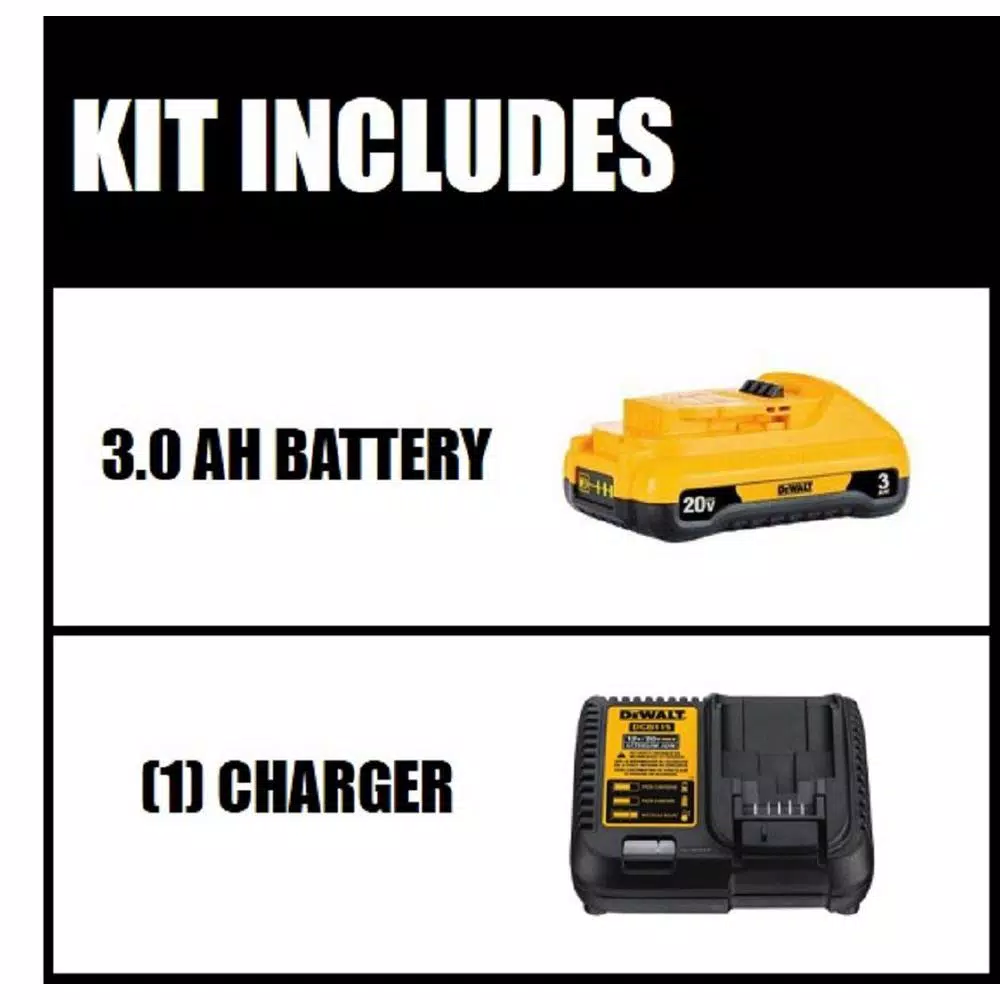 Power Tool Batteries DEWALT 20-Volt MAX Compact Lithium-Ion 3.0Ah Battery Pack With 12-Volt To 20-Volt MAX Charger - Image 2