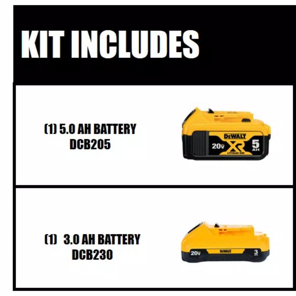 Power Tool Batteries DEWALT 20-Volt MAX Lithium-Ion 3.0 Ah Compact Battery With (1) 20-V Battery 5.0 Ah - Image 2