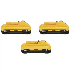 Power Tool Batteries DEWALT 20-Volt MAX Compact Lithium-Ion 4.0Ah Battery Pack (3-Pack)