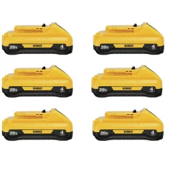 Power Tool Batteries DEWALT 20-Volt MAX Compact Lithium-Ion 4.0Ah Battery Pack (6-Pack)