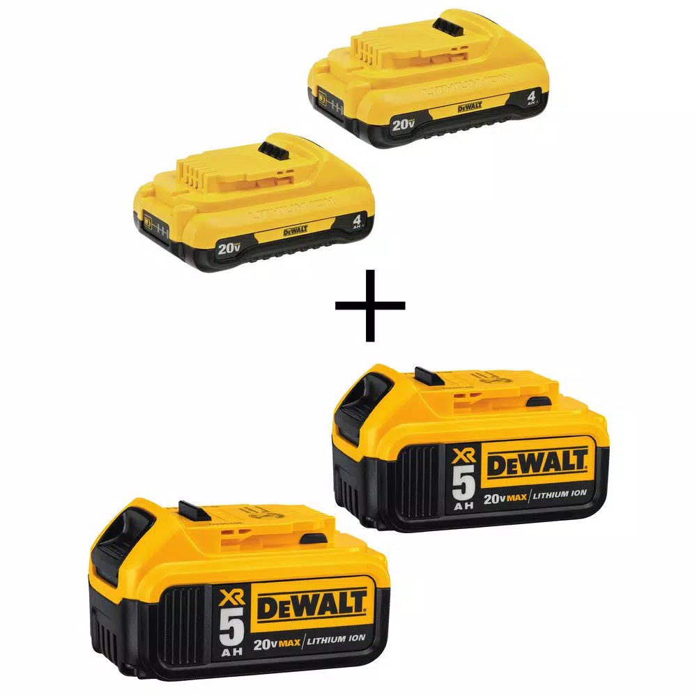 Power Tool Batteries DEWALT 20-Volt MAX Compact Lithium-Ion 4.0Ah Battery Pack (2-Pack) And 5.0Ah Battery (2-Pack)
