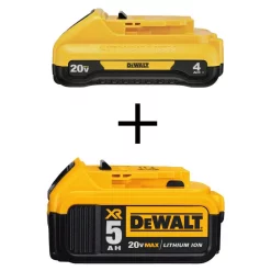 Power Tool Batteries DEWALT 20-Volt MAX Lithium-Ion 4.0 Ah Compact Battery With (1) 20-V Battery 5.0 Ah