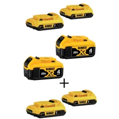 Power Tool Batteries DEWALT 20-Volt MAX Compact Lithium-Ion 2.0 Ah Battery Pack (4-Pack) And 20-Volt MAX XR Lithium-Ion Battery Pack 4.0 Ah (2-Pack)