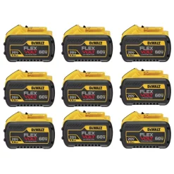 Power Tool Batteries DEWALT FLEXVOLT 20-Volt/60-Volt MAX Lithium-Ion 9.0Ah Battery Pack (9-Pack)