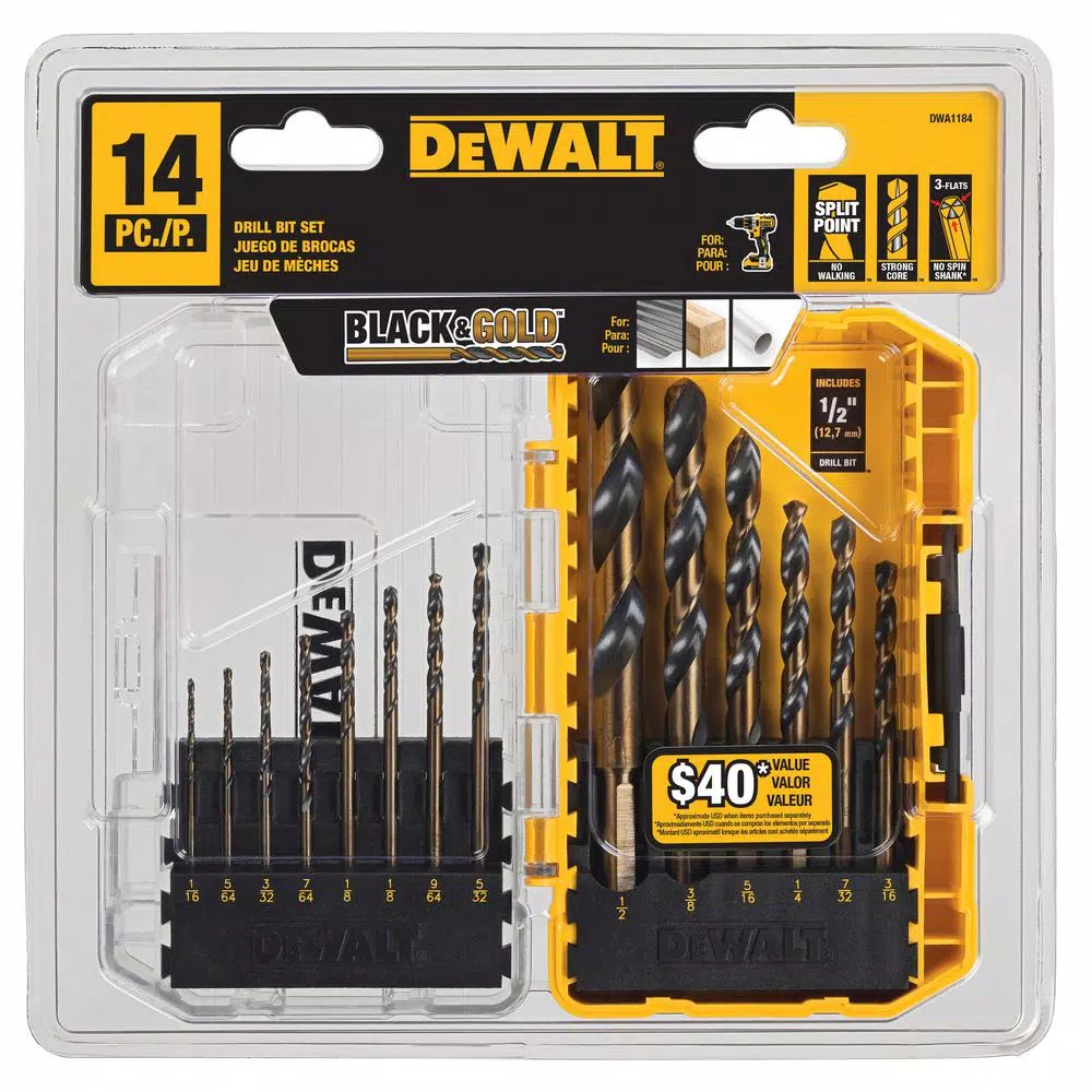 Drill Bits DEWALT Steel Screwdriving Bit Set With Tough Case (29-Piece) With Black And Gold Drill Bit Set (14-Piece) - Image 6