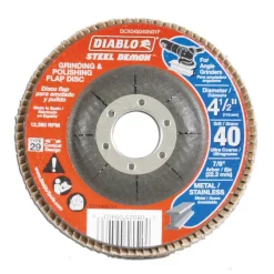 Abrasives DIABLO 4-1/2 In. 40-Grit Steel Demon Grinding And Polishing Flap Disc With Type 29 Conical Design (5-Pack)