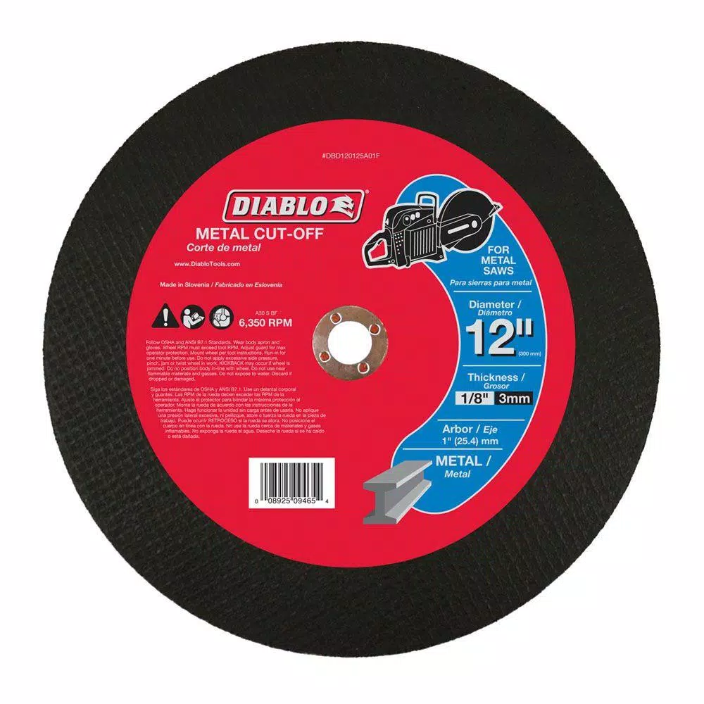Abrasives DIABLO 12 In. X 1/8 In. X 1 In. Metal High Speed Cut-Off Disc