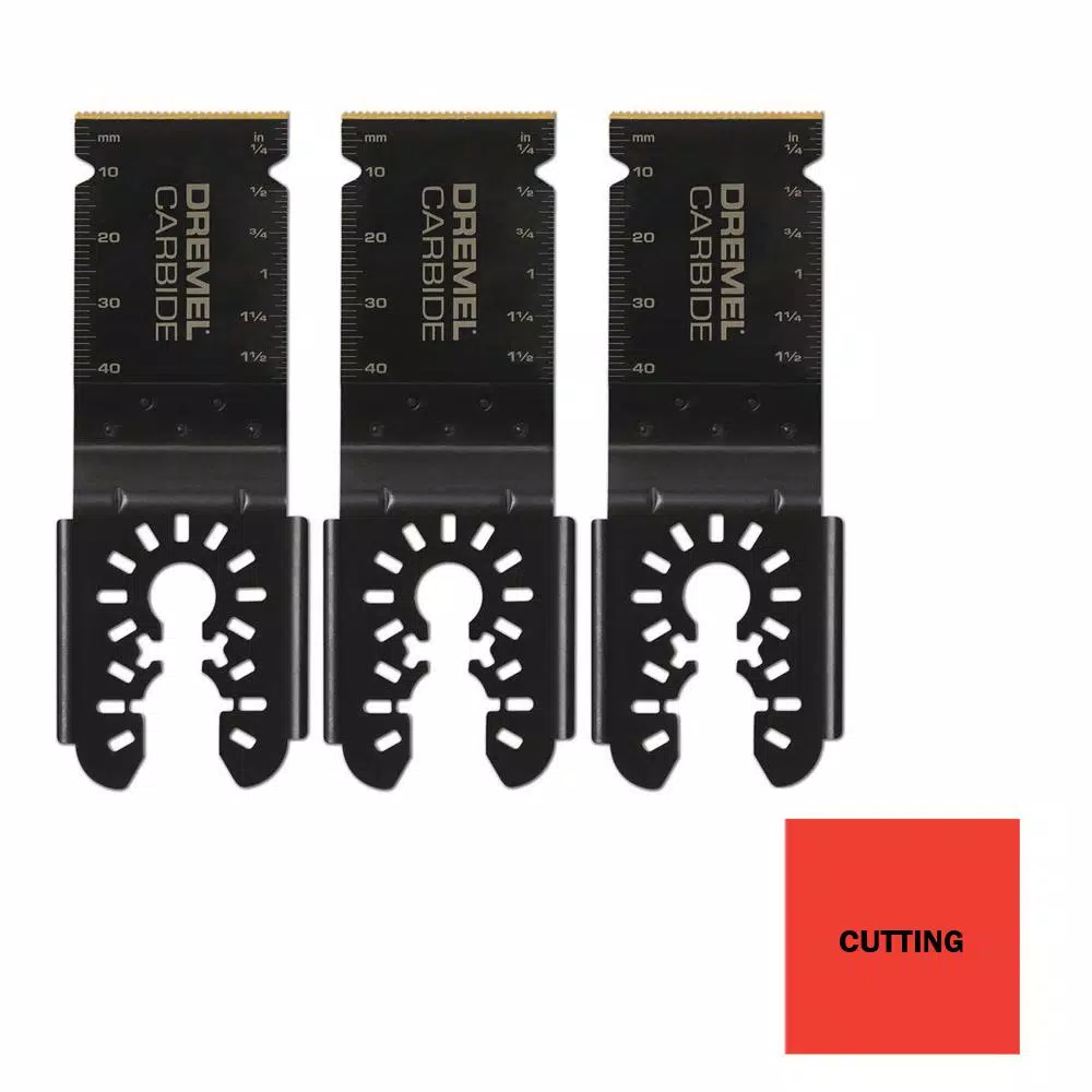 Oscillating Tool Attachments Dremel Multi-Max 1-1/2 In. Oscillating Tool Universal Carbide Flush Cutting Blades For Wood, Metal, And Cement (3-Pack) - Image 3
