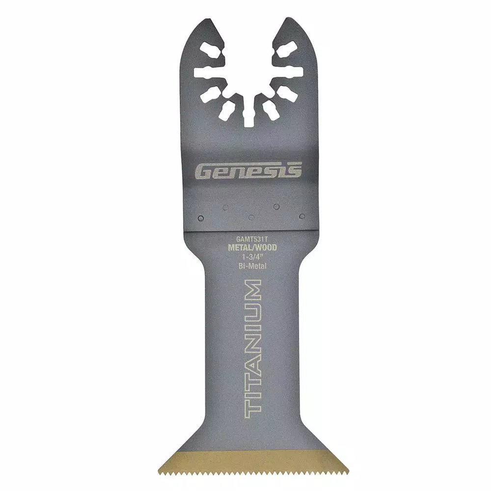 Oscillating Tool Attachments Genesis Universal 1-3/4 In. Quick-Fit Titanium-Coated Bi-Metal Oscillating Multi-Tool Quick-Release Flush Cut Blade