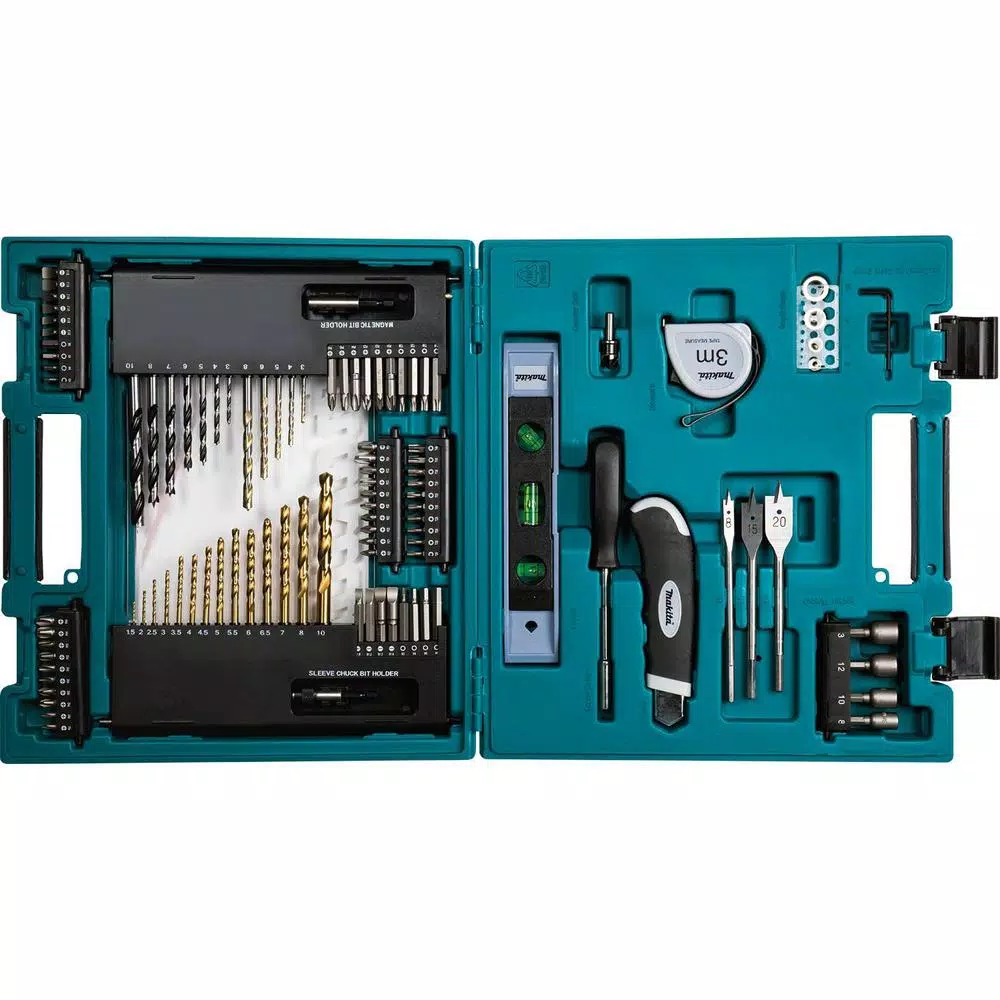 Drill Bits Makita Metric Bit And Hand Tool Set, Metal, Wood, Masonry, Straight Shank (104-Piece)