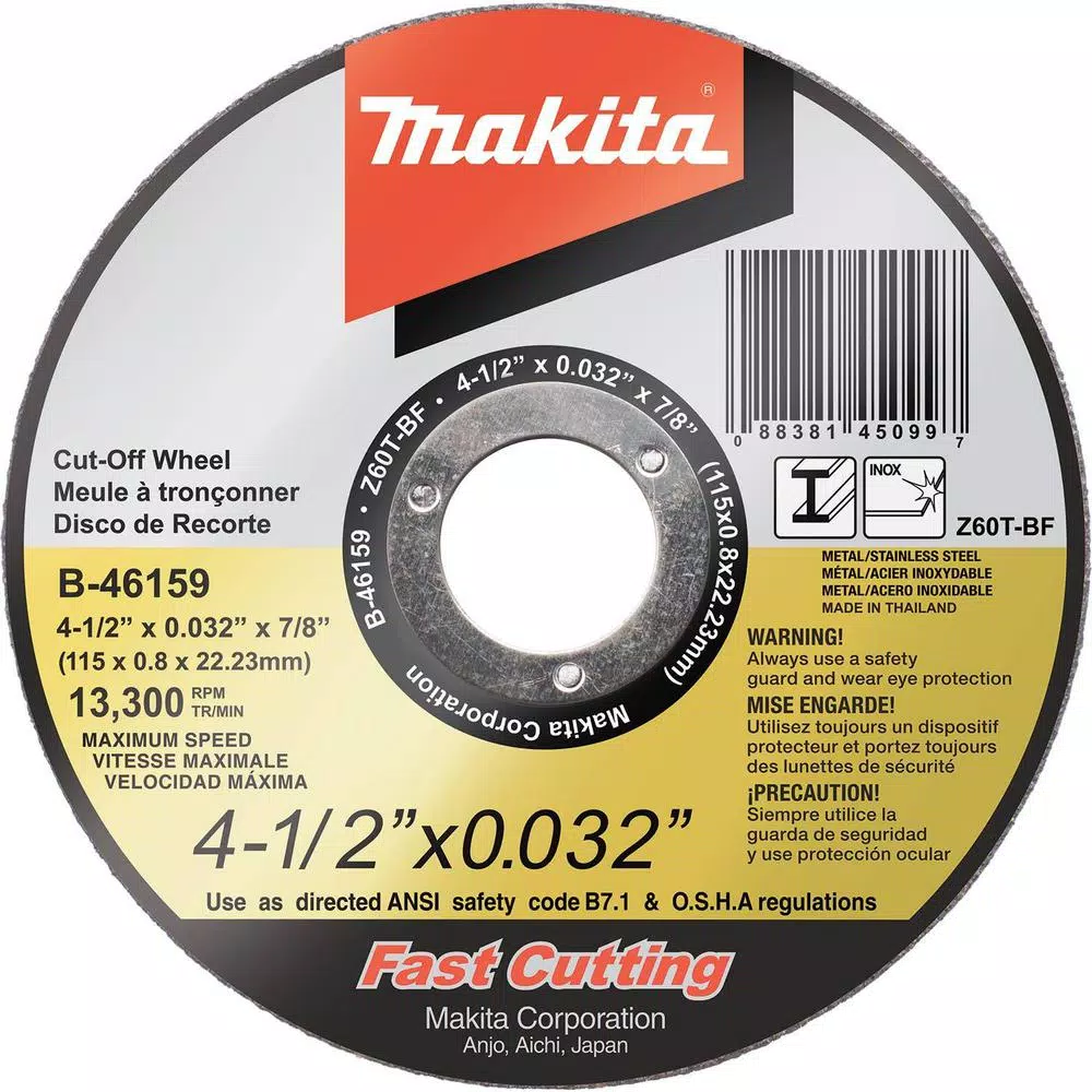 Abrasives Makita 4-1/2 In. X 0.032 In. X 7/8 In. Ultra Thin Stainless Cut-Off Wheel (25-Pack)