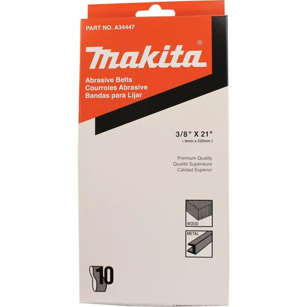 Abrasives Makita 3/8 In. X 21 In. 40-Grit Abrasive Belt (10-Pack) For Use With 3/8 In. X 21 In. Belt Sander - Image 4