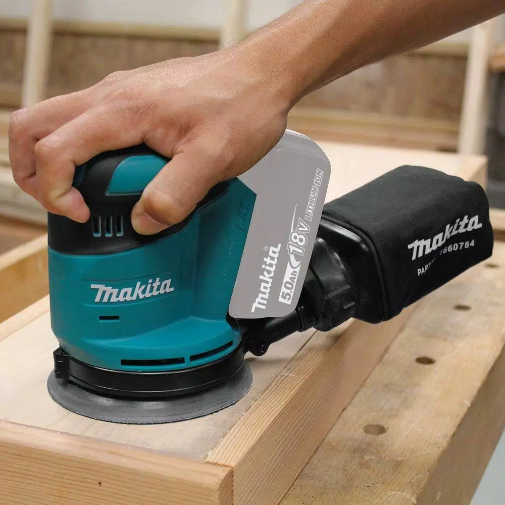 Power Tool Batteries Makita 18-Volt LXT 4.0 Ah Battery And Rapid Optimum Charger Starter Pack With Bonus 18V LXT 5 In. Random Orbit Sander - Image 4