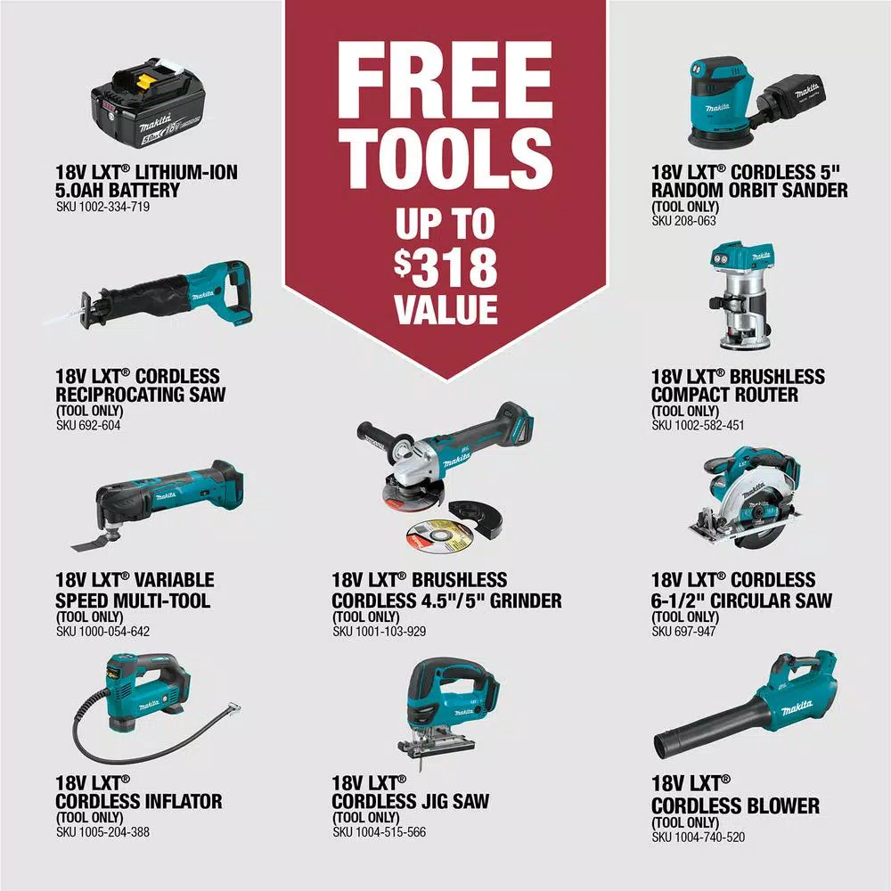 Power Tool Batteries Makita 18-Volt LXT 4.0 Ah Battery And Rapid Optimum Charger Starter Pack With Bonus 18V LXT 5 In. Random Orbit Sander - Image 2