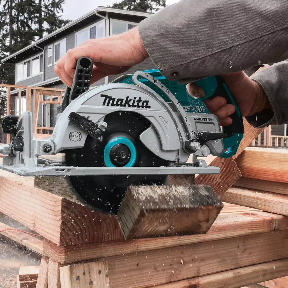 Power Tool Batteries Makita 18-Volt X2 LXT Brushless Cordless Rear Handle 7-1/4 In. Circular Saw W/Bonus Miter Saw, 2 Batteries 5.0 Ah - Image 15