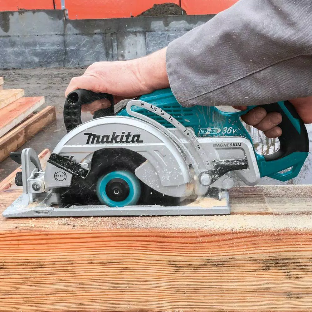 Power Tool Batteries Makita 18-Volt X2 LXT Brushless Cordless Rear Handle 7-1/4 In. Circular Saw W/Bonus Miter Saw, 2 Batteries 5.0 Ah - Image 3
