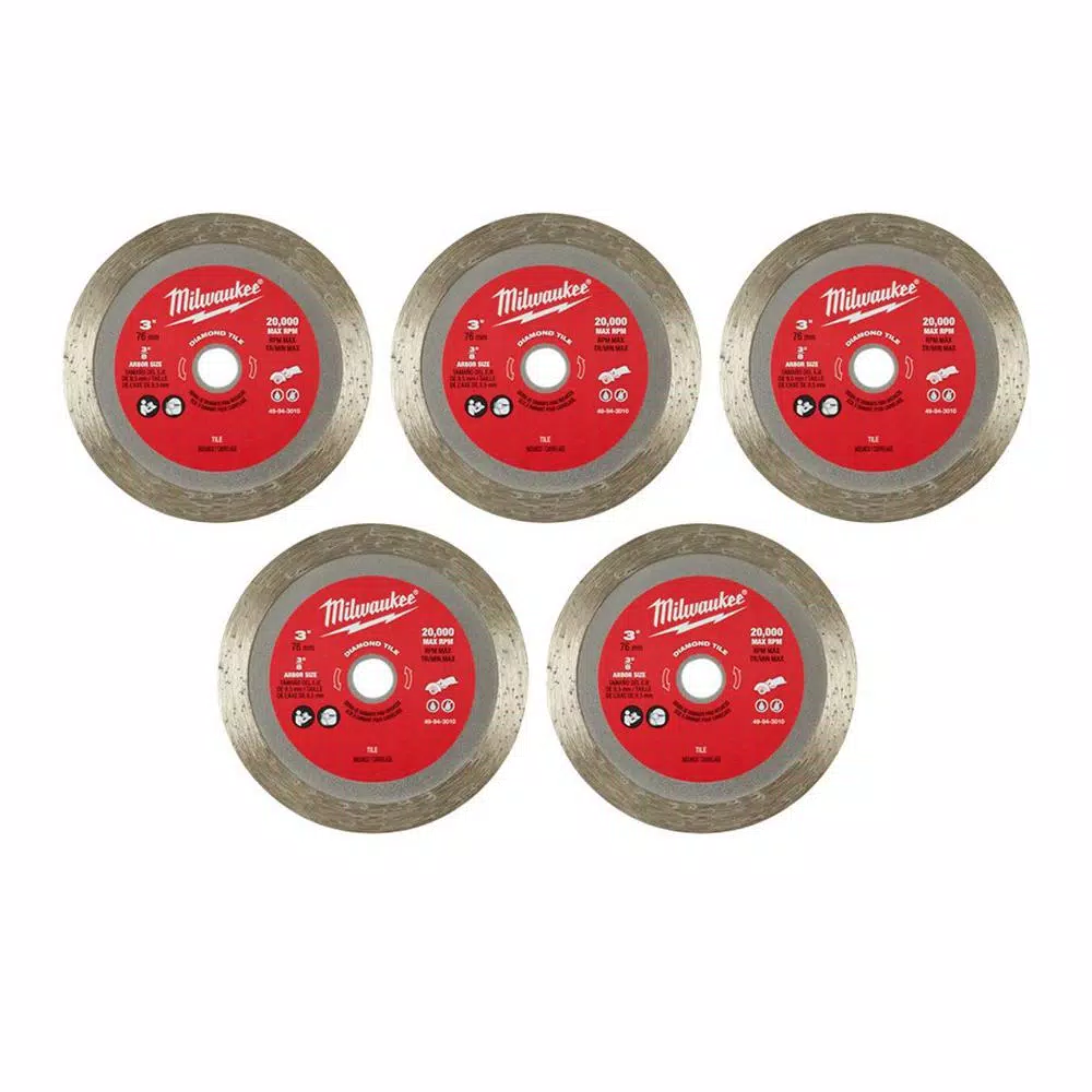 Abrasives Milwaukee 3 In. Diamond Tile Blade (5-Pack)