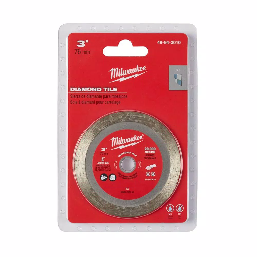 Abrasives Milwaukee 3 In. Diamond Tile Blade