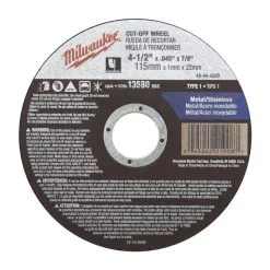 Abrasives Milwaukee 4-1/2 In. X 0.045 In. X 7/8 In. Cut-Off Wheel (Type 27)