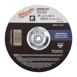 Abrasives Milwaukee 9 In. X 1/4 In. X 5/8-11 In. Grinding Wheel (Type 27)