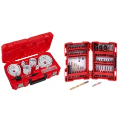 Drill Bits Milwaukee Hole Dozer Electricians Bi-Metal Hole Saw Set With SHOCKWAVE Impact Duty Driver Steel Bit Set (69-Piece)