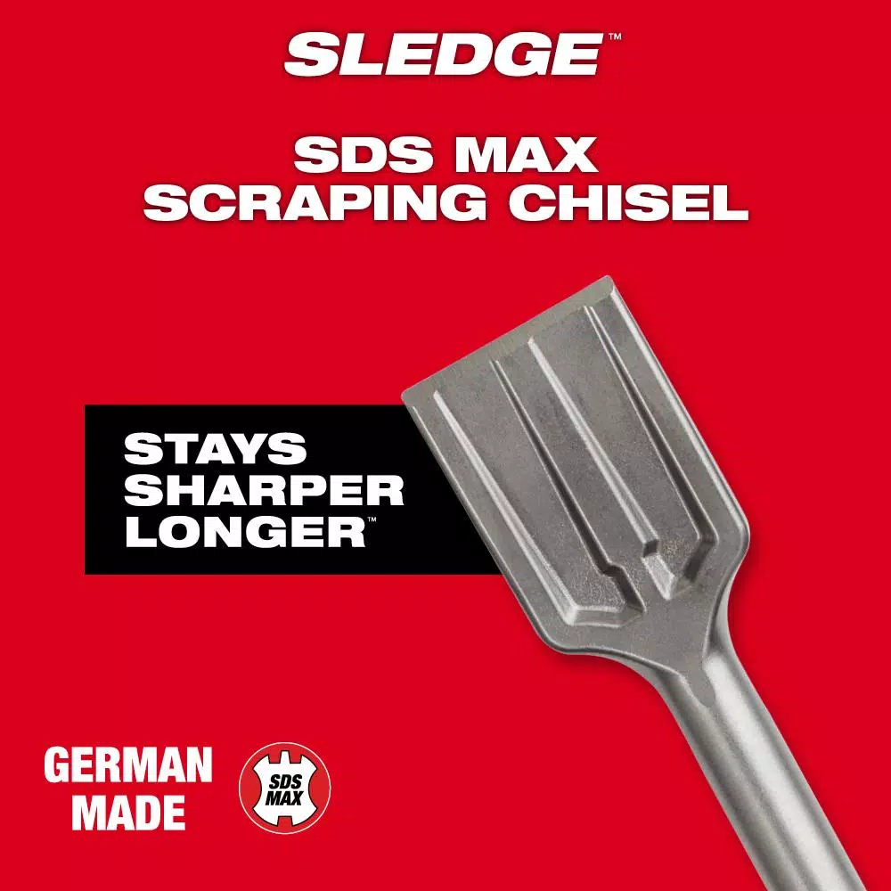 Drill Bits Milwaukee 2 In. X 12 In. SDS-Max SLEDGE Steel Demo Scraping Chisel - Image 4