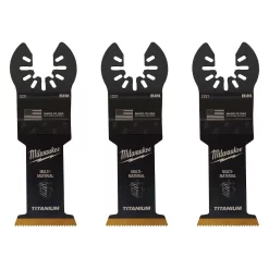 Oscillating Tool Attachments Milwaukee 1-3/8 In. Titanium Bi-Metal Universal Fit Wood And Metal Cutting Oscillating Multi-Tool Blade (3-Pack)