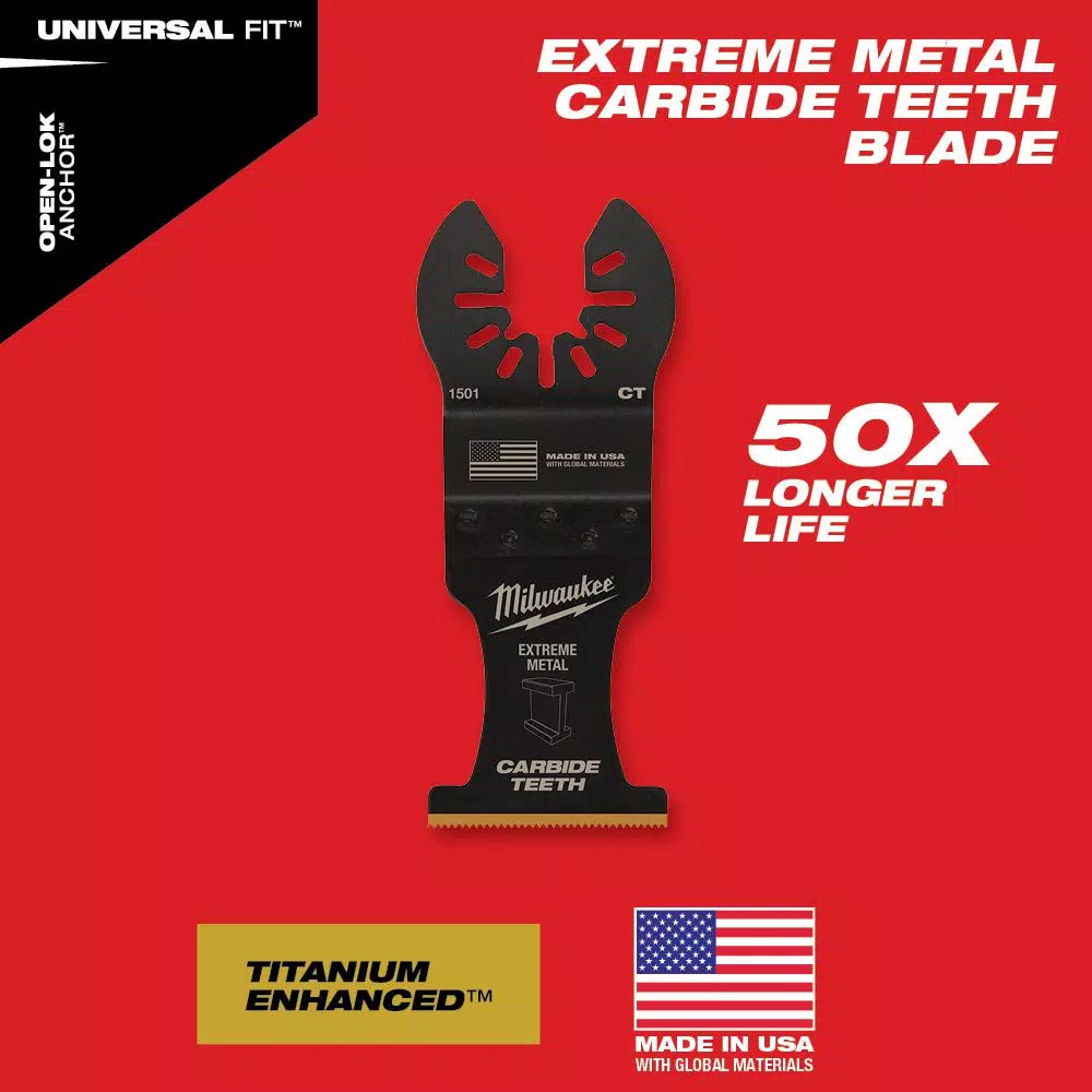 Oscillating Tool Attachments Milwaukee 1-3/8 In. Carbide Universal Fit Extreme Metal Cutting Oscillating Multi-Tool Blade (5-Pack) - Image 4