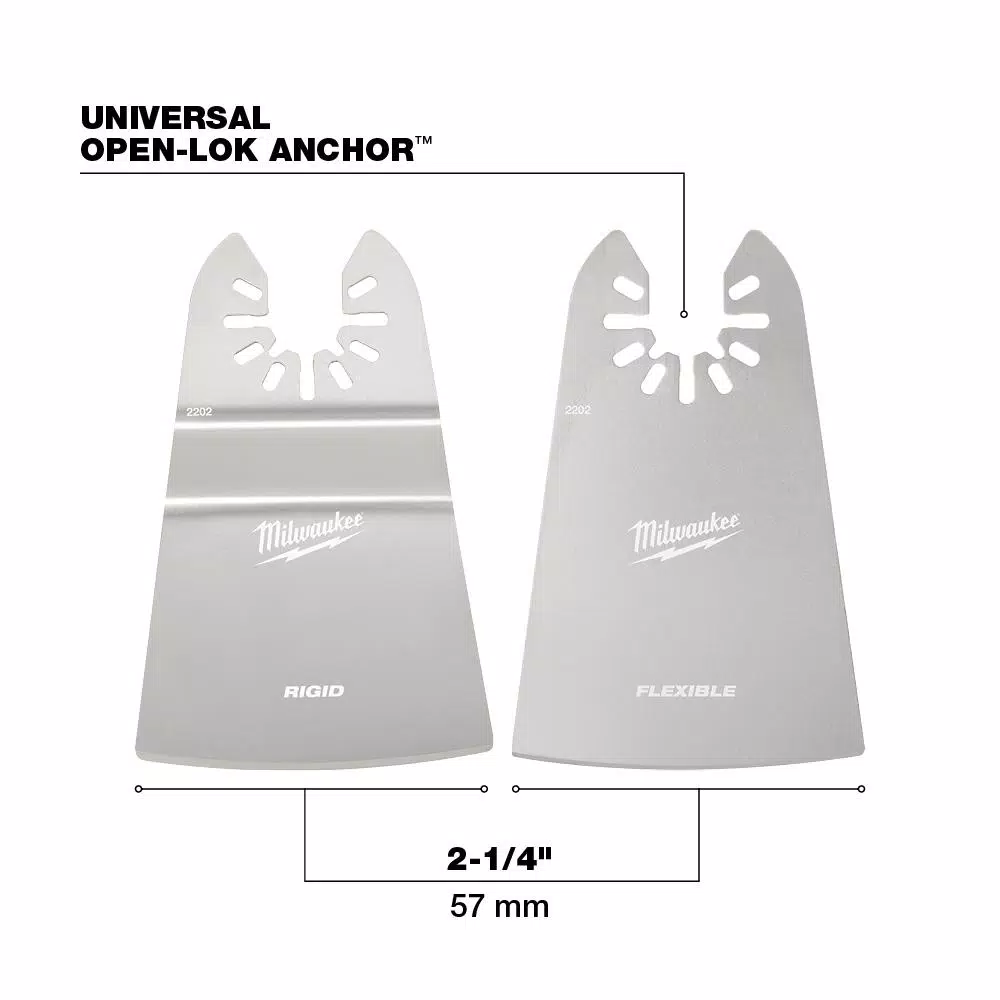 Oscillating Tool Attachments Milwaukee 2 In. Stainless Steel Universal Fit Rigid/Flex Scraper Oscillating Multi-Tool Blade Kit (2-Piece) - Image 4