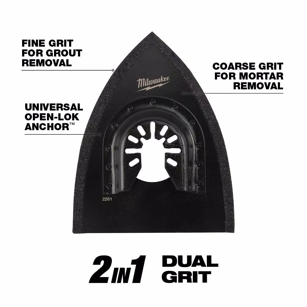 Oscillating Tool Attachments Milwaukee 3 In. Bi-Metal Universal Fit Hybrid Carbide Grit 2-in-1 Blade For Tile Work Oscillating Multi-Tool Blade (1-Piece) - Image 3